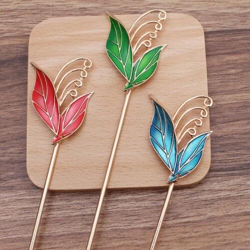10 Pieces/Lot Metal Enamel Leaf Hair Sticks Bride Headwear Diy Hair Accessories For Women