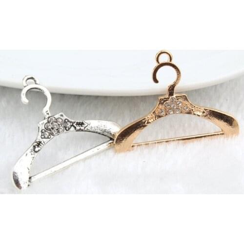 10pcs/lot Clothes Stand Hanger Charms With Rhinestone Bracelet Necklace Pendants Charms DIY Jewelry Accessories