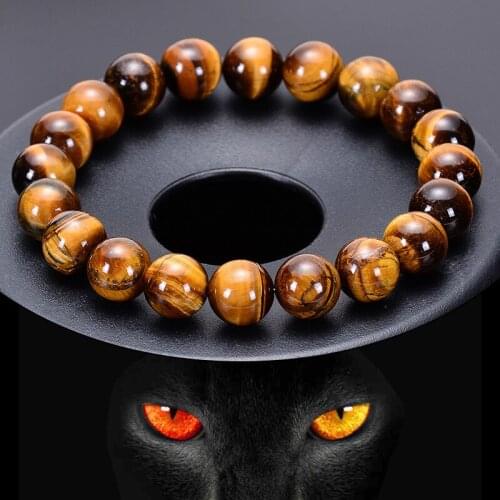 100% Real Natural Tiger eye Brazalete Men Women Strand 6/8/10/12mm Jewelry charm bracelet wholesale bulk