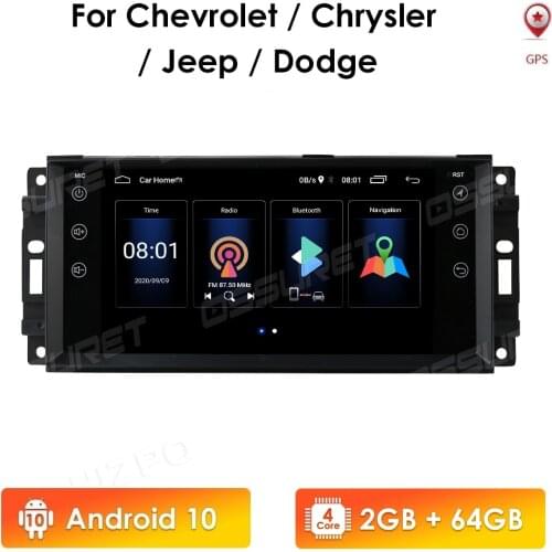 2 din Android 10 64GB Car Radio Player for Dodge Ram Challenger Jeep Wrangler JK 2005-2011 GPS Auto Stereo Multimedia Player SWC