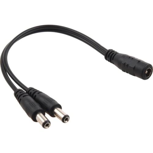 5.5x2.1mm 1 to 2 M/F DC Power Splitter Cable for Security CCTV Camera