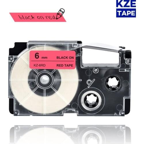 6mm Casio label tape Black on Red compatible label tapes XR6RD XR 6RD XR-6RD for KL-60 typewriter KL-60SR KL120 EZ Label Maker