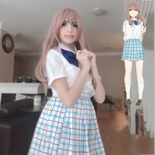 Anime A Silent Voice/The Shape Of Voice Shouko Nishimiya Shoko Cosplay Costumes Cute Girls School Uniform Top Skirt coat wig