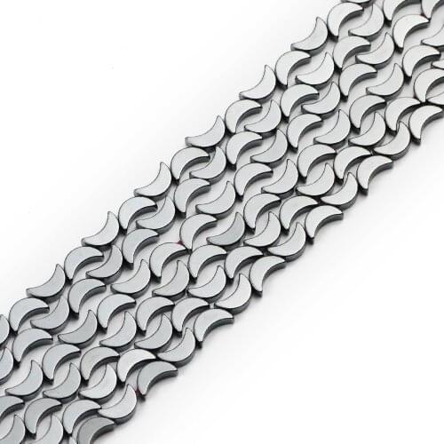 JHNBY Moon shape Black Hematite Natural Stone 8x5mm 50pcs DIY spacer Loose beads for Jewelry bracelets necklace Making Findings