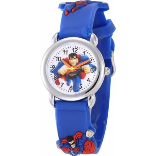 Cartoons Superman Childrens Watch boy Silicone Quartz Watch Student character toy watch Christmas birthday gifts for children