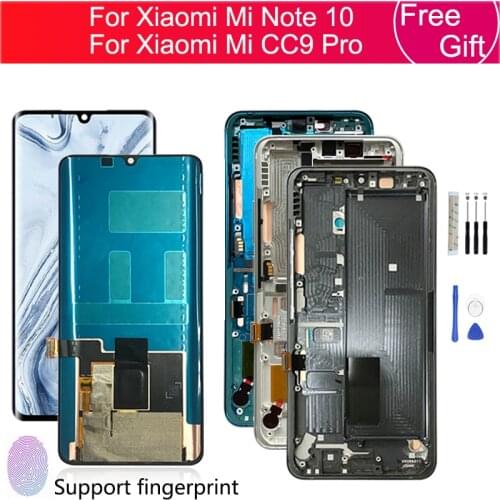 For Xiaomi Mi Note 10 Lcd Display Touch Screen Assembly Digitizer M1910F 4G +Frame for mi note10 Pro Screen CC9 Pro Replacement