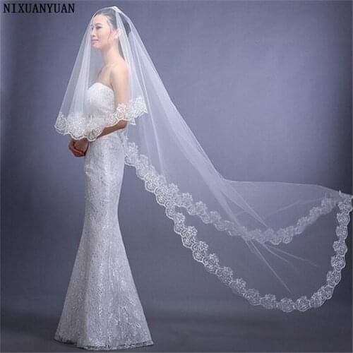 Bridal Veil Ivory White 1 Layer Lace com renda Voile mariage Bride wedding Veils accessories velos de novia veu de noiva