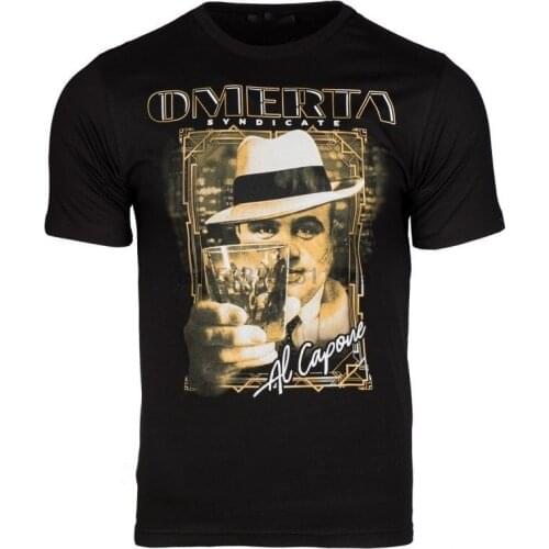 T-SHIRT EXTREME HOBBY 2018 OMERTA SYNDICATE AL CAPONE MAFIA 100% COTTON BLACK Loose Black Men T shirts Homme Tees