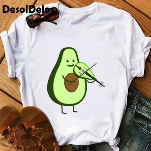 Avocado Love Print Tshirt Fashion Women T Shirt Harajuku Ulzzang Tops Tee Cartoon Cute Tee Shirts Casual Graphic Female T-shirts