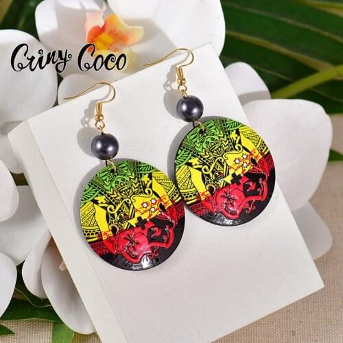 Hawaiian Tribal Designer Earrings Female Samoa Marshall Polynesian Style Acrylic Drop Dangle Earrings Earring for Women Summer