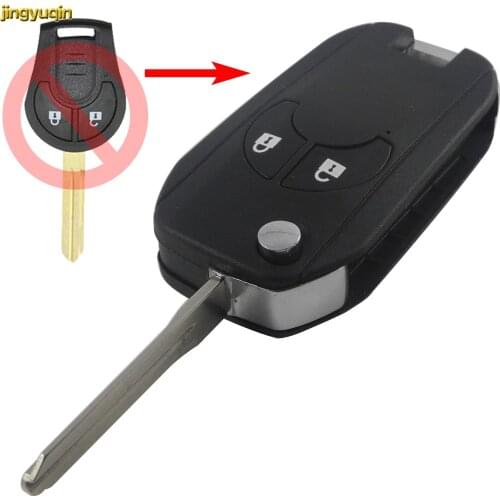 Jingyuqin 2 Buttons Smart Flip Remote Car Key Shell Fob For NISSAN Cube Micra Qashqai Juke NO Logo Key Case Cover