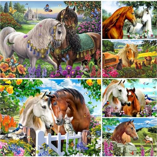 5D DIY Diamond Painting New Arrivals Animal Horse Wall Decor Embroidery Mosaic Farm Rhineston Picture Cross Stitch Diamond Art