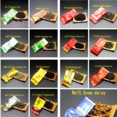 15 Different Flavors Chinese Tea Includes Milk Oolong Pu-erh Herbal Flower Black Green Tea