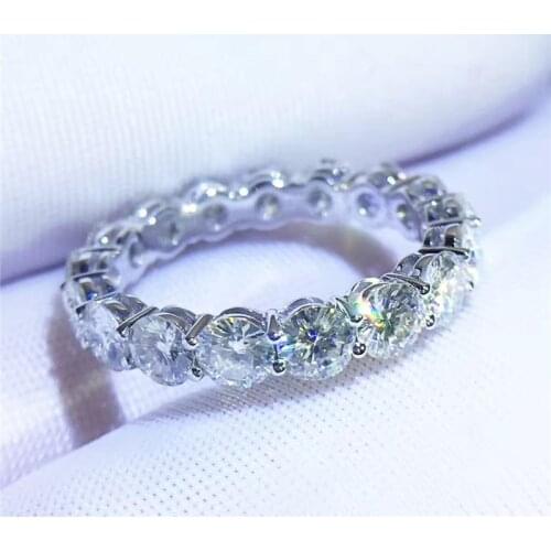 Couple Eternity 4mm Lab Diamond Ring 925 sterling silver Bijou Engagement Wedding band Rings for Women men Fine Party Jewelry