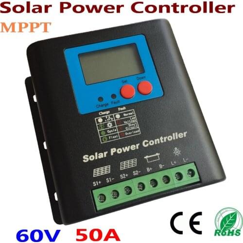 50A 60V 72V Solar Charge Controller, Home Use 60V Battery Regulator 50A for 3000W PV Solar Panels Modules, LED&LCD Display