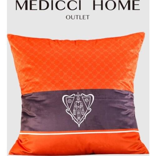 Medicci Home 2021 Milano Collection Velvet Cushion Cover Modern Simple Luxury Living Room Bed Sofa Pillow Case H Horse Orange