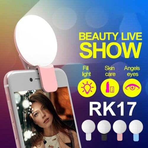 RK17 Rechargeable MINI LED Selfie Flash Light Portable LED Fill Light 9 pcs Bulbs Beauty Light For Smart Phone For iPhone Xiaomi