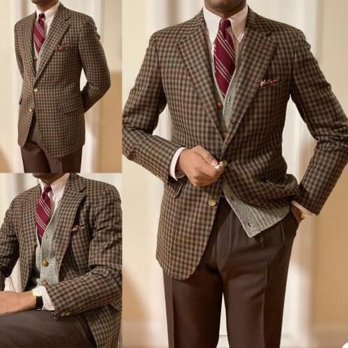 Custom Made Men Tuxedos Check New Design High Quality Vintage Blazer Wedding Party Smart Causal Business Suit 1 Piece