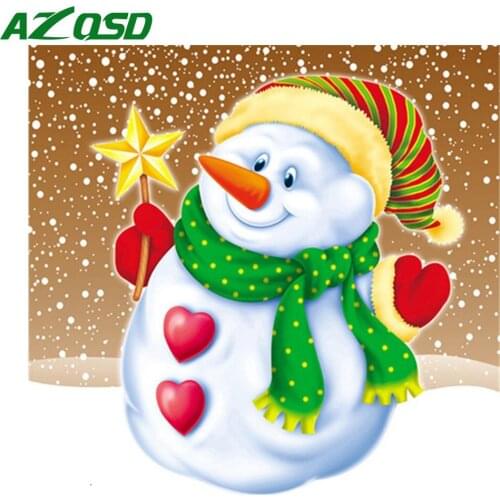 AZQSD Diamond Embroidery Snowman Diy Cross Stitch Kits Home Decor Diamond Painting Full Square Drill Cartoon Handmade Craft