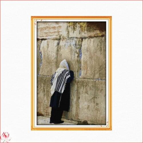 Western Wall Printied Cross Stitch Kit Pattern Traditional Embroidery Set 11CT 14CT Needlework Traditional Craft Home Deco Gift