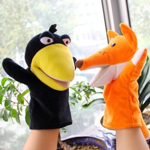 Dress up Glove Crow Foxes Plush Hand Puppets Soft Stuffed Cartoon Story Telling Learning Funny Accompany Toy Kids Birthday Gift