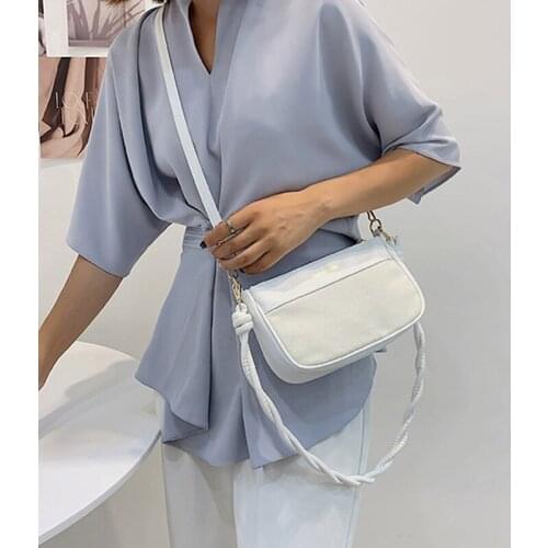 New Womens Bag High Quality Soft Shoulder Bag Casual Student Crossbody Bag Retro Square Handbag Solid Color Trend Messenger Bag
