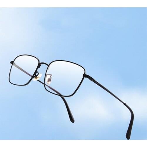 New Business Casual Square Full Rim Spectacles Frame Mens Art Simple Retro Myopia Metal Eyewears IP Plating Is Not Easy To Fade