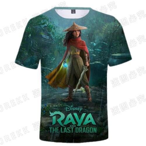 New Disney Cartoon Anime Raya 3D T shirt Men Women Children Summer Casual Streetwear Boy Girl Kids Printed T-shirt Cool Tops Tee