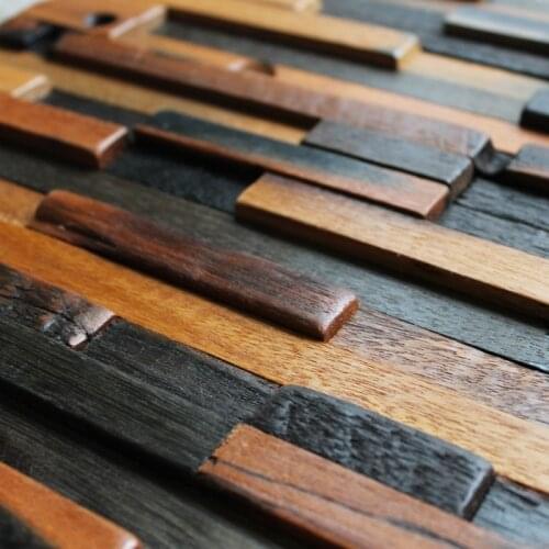 Strip pattern brick wood tile bathroom shower tiles, natural wooden mosaic kitchen backsplash rustic style house renovate