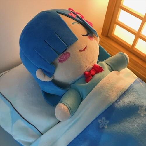 Anime Plushies Re:Zero Starting Life in Another World Cosplay Rem Plush Doll Stuffed Toy Sleeping Mascot With Accessories Gift
