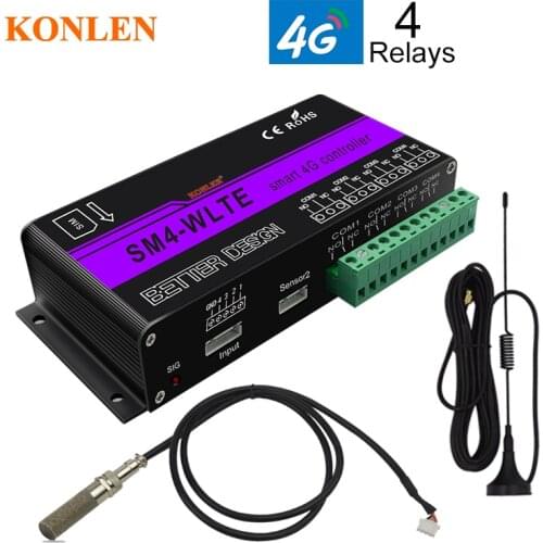 4G LTE 3G Relay Controller GSM GPRS Smart Remote Power Switch SMS Temperature Humidity Control Gate Garage Door Opener Automatic