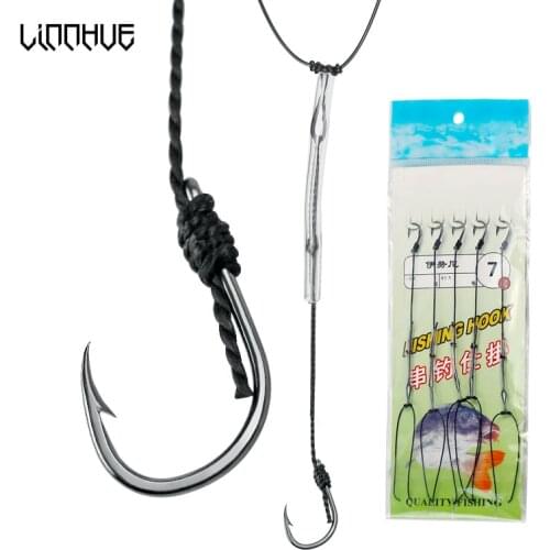 LINNHUE Fishing Hook Barbed High Carbon String Hook 5 Ise Hooks Freshwater Anti-Wrap Carp Sea Fishing Accessories Sharp Hooks