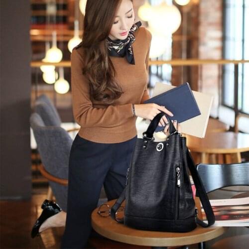 PU Leather Backpacks for Women School Bag 2021 Women Backpacks Leather Female Travel Shoulder Bag High Quality Women Bag Fashion