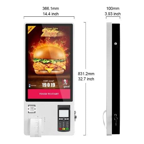 One-two-dimensional code scanning device built in camera printer self service cost Ordering payment charge RFID POS System Kiosk