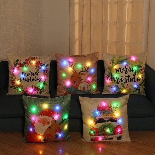 LED lighting Cushion cover Pillows cover Christmas pillow Cushion cover Home Sofa Pillowcase Living room decoration