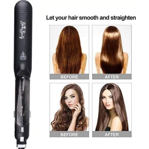 Hair Straightener Steam Flat Iron Professional Hair Care Tools Straightening Iron Brush Beauty Devices for Hairstyling Hot Comb