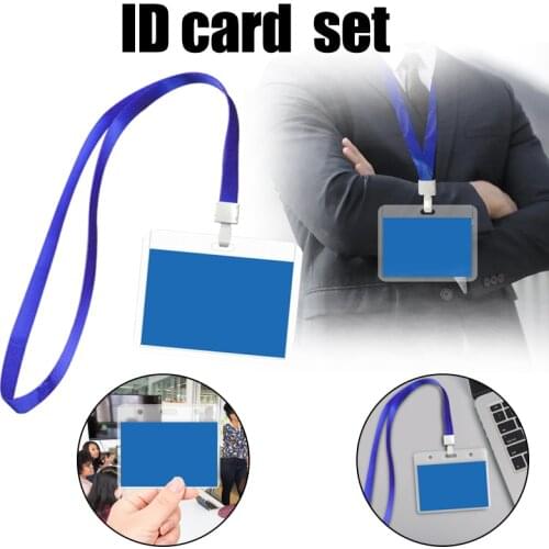 Vertical Card Protector Card-Lanyard and Card Holder Set Hard/Soft Clear PE ID Badge Cover for Company Pass Check NK-Shopping
