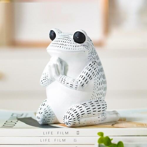 WU CHEN LONG Modern Wave Point Yoga Frog Figurine Abstract Animal Art Sculpture Decor Resin Craft Nordic Home Decoration R4581