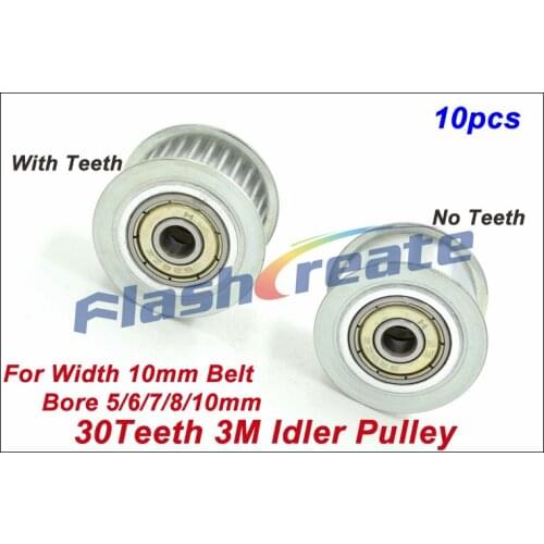 10pcs 30 Teeth 3M Idler Pulley Passive Pulley Bore 5/6/7/8/10mm For Width 10mm 3M Timing Belt 30T 30Teeth 3M Tension Pulley