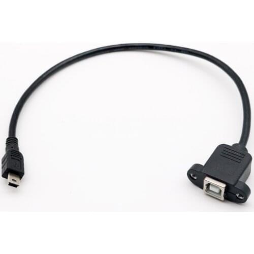 10pcs Mini USB 5 Pin Male Plug to USB 2.0 B Female Jack Socket Printer Panel Mount Extension Adapter Cord Cable 30cm 1ft