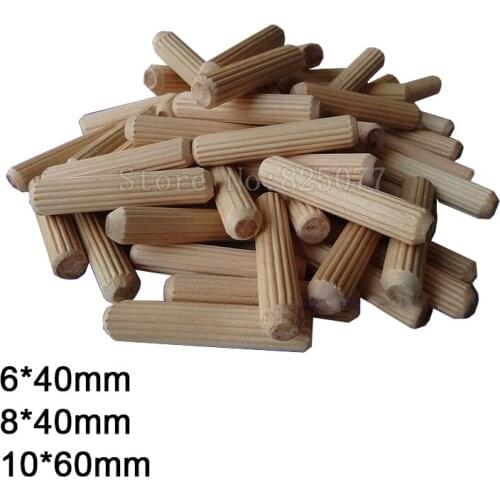 100PCS Cabinet Drawer Round Fluted Wood Wooden Craft Dowel Pins Rods Size 6x40mm | 8x40mm | 10x60mm JF1521