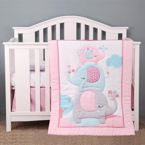 3 Piece Baby Bedding Set For Boy Girl Cotton Kids Bed Linen Newborns Room Decor ,Fitted Sheet, Crib Quilt, Crib Skirt