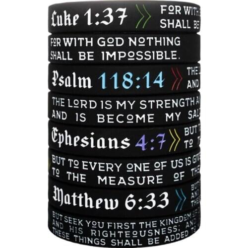 300pcs Luke Psalm Ephesians Matthew Religious Scriptures Silicone Wristbands Bracelets Free Shipping by DHL