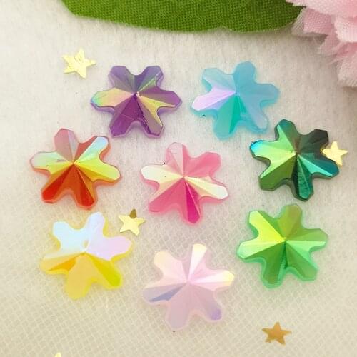 80PCS 12mm Flower Shaped Jelly AB Color Acrylic Rhinestone Flatback Beads
