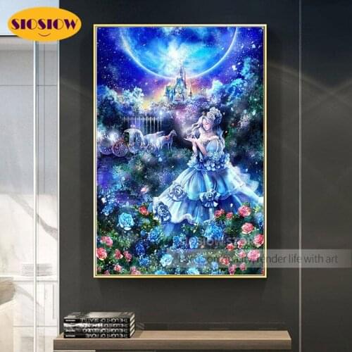 Diy 5D Diamond Painting Cinderella Beauty Princess Full Round Drill Square 3D Daimond Mosaic Cross-stitch Embroidery Decor Home