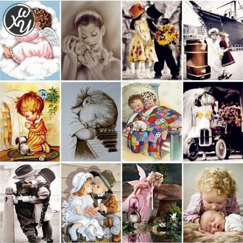 Diamond Painting Cross Stitch Children Full Drill Cross Stitch Kit Square Round Mosaic Portrait Diamond Embroidery Birthday Gift