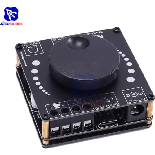 Diymore Wireless Bluetooth BLE5.0 Audio Stereo Module 20Wx2 USB Type C / AUX Digital Power Amplifier Board with APP Controller