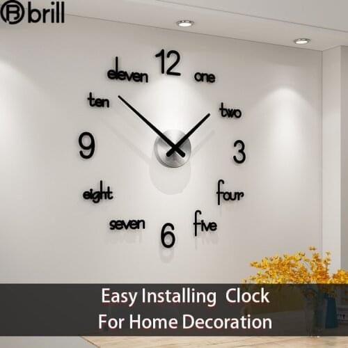 Black Large 3d Diy Wall Clock Modern Design Acrylic Clocks Wall Home Decor Silent Office Decoration Modern Reloj De Pared Gift