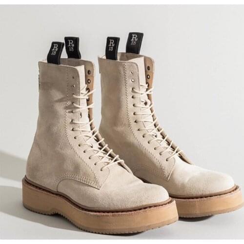 Chelsea Bottes woman platform genuine cow leather booties winter cross-tied creepers brand designer back zipper motorcycle boots