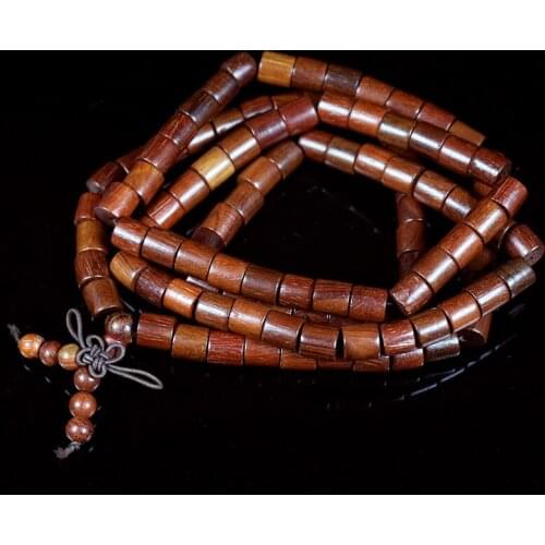 Dalbergia Cochinchinensis Pierre Wooden Beaded Bracelet 6x8mm Cylinder Wood Beads Multilayer Bracelets Dark Red Women Bangle